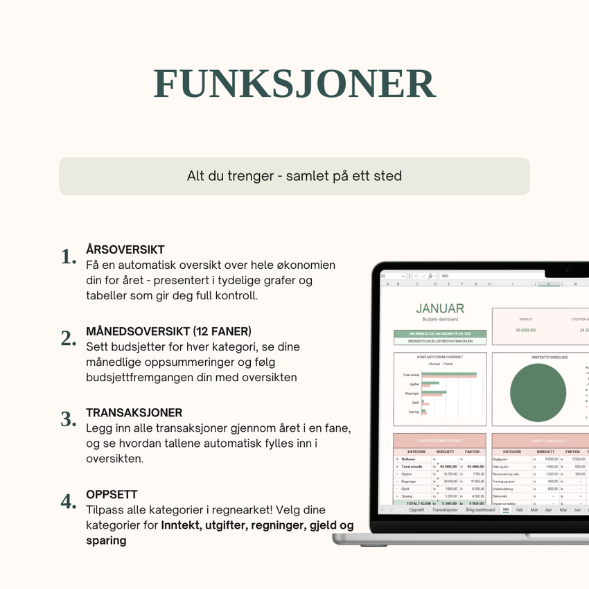 SmartBudsjett Google Sheets – produktbilde 1