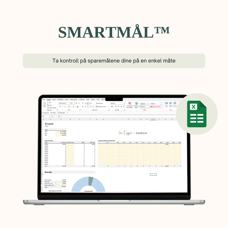 SmartMål gratis spareverktøy for Excel og Google Sheets