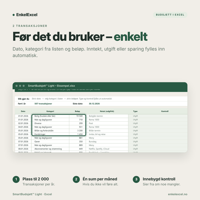 Før inntekter og utgifter på en enkel måte