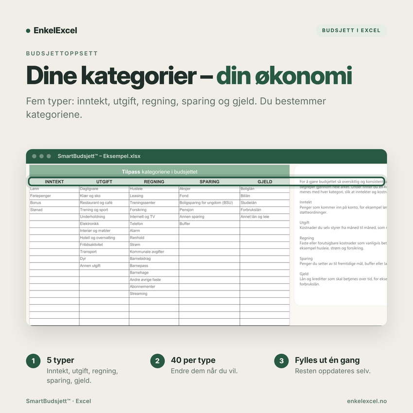 SmartBudsjett Excel – produktbilde 1
