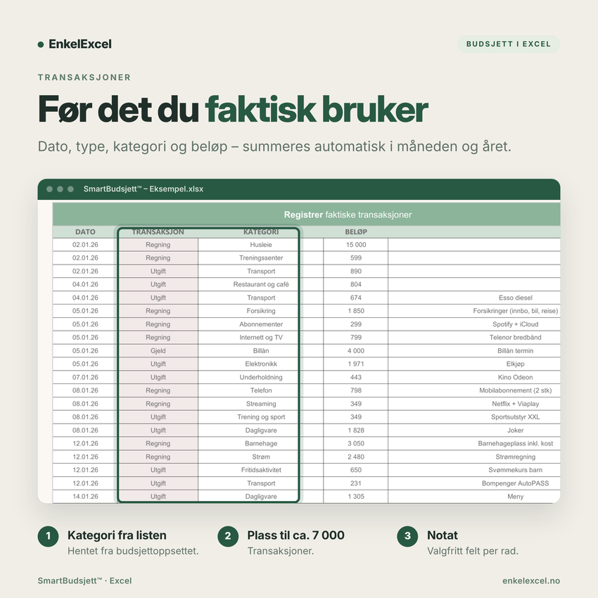 SmartBudsjett Excel – produktbilde 4